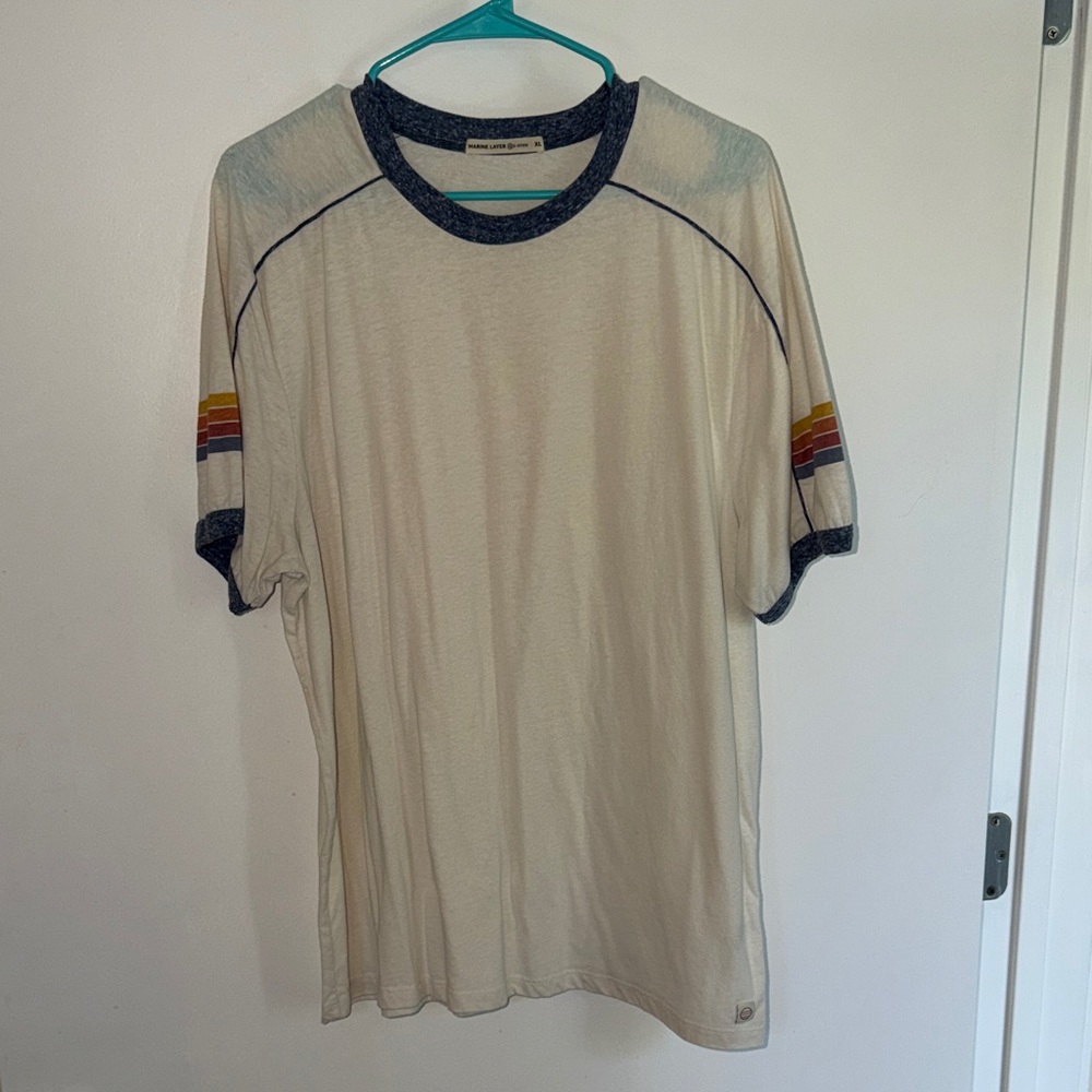 Marine Layer Cream and Navy Ringer Tee